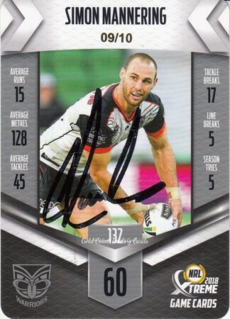 2018 NRL Xtreme Signature Case Card - SCC132 Simon Mannering Warriors
