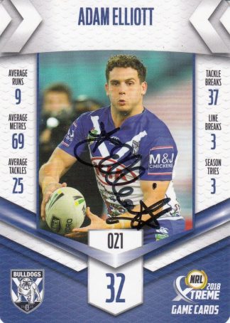 2018 NRL Xtreme Authentic Player Autograph - PA021 Adam Elliott Canterbury Bulldogs