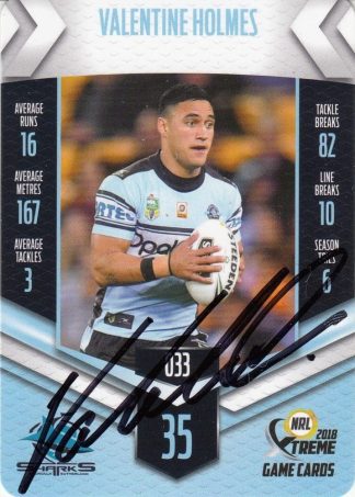 2018 NRL Xtreme Authentic Player Autograph - PA033 Valentine Holmes Cronulla Sharks