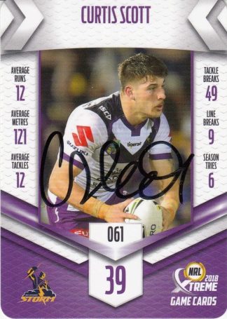 2018 NRL Xtreme Authentic Player Autograph - PA061 Curtis Scott Melbourne Storm