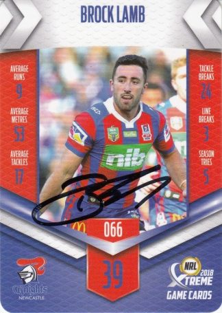 2018 NRL Xtreme Authentic Player Autograph - PA066 Brock Lamb Newcastle Knights