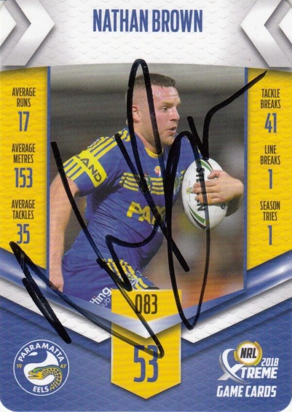 2018 NRL Xtreme Authentic Player Autograph - PA083 Nathan Brown Parramatta Eels