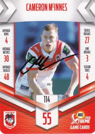 2018 NRL Xtreme Authentic Player Autograph - PA114 Cameron McInnes St George Dragons