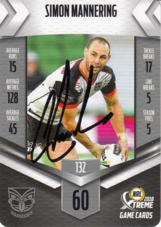 2018 NRL Xtreme Authentic Player Autograph - PA132 Simon Mannering Warriors