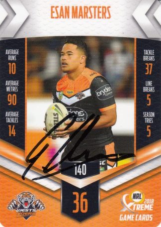2018 NRL Xtreme Authentic Player Autograph - PA140 Esan Marsters Wests Tigers