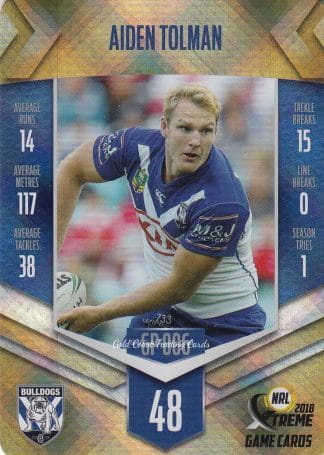 2018 NRL Xtreme Gold Parallel - GP06 Aiden Tolman Canterbury Bulldogs