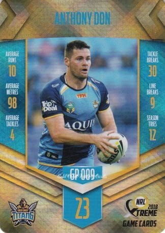 2018 NRL Xtreme Gold Parallel - GP09 Anthony Don Gold Coast Titans