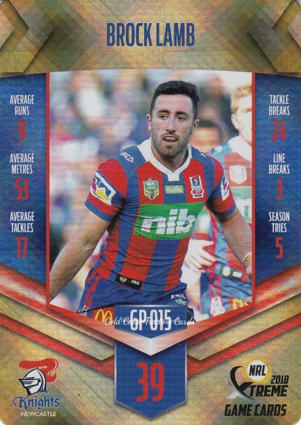 2018 NRL Xtreme Gold Parallel - GP15 Brock Lamb Newcastle Knights