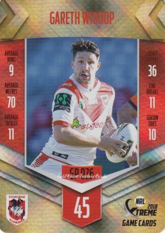 2018 NRL Xtreme Gold Parallel - GP26 Gareth Widdop St George Dragons