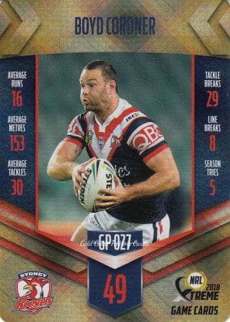 2018 NRL Xtreme Gold Parallel - GP27 Boyd Cordner Sydney Roosters