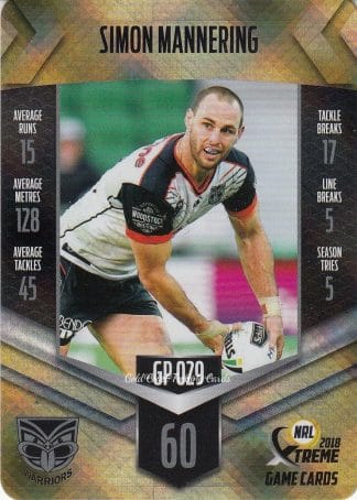 2018 NRL Xtreme Gold Parallel - GP29 Simon Mannering Warriors