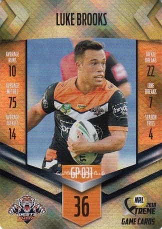 2018 NRL Xtreme Gold Parallel - GP31 Luke Brooks Wests Tigers