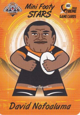 2018 NRL Xtreme Mini Footy Stars - MFS32 David Nofoaluma Wests Tigers