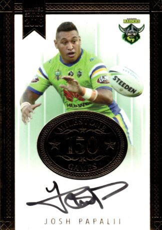 2018 NRL Milestones Card 02 - Josh Papalii Canberra Raiders