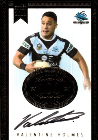 2018 NRL Milestones Card 04 - Valentine Holmes Cronulla Sharks