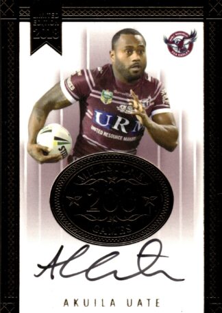 2018 NRL Milestones Card 06 - Akuila Uate Manly Sea Eagles
