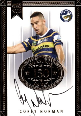 2018 NRL Milestones Card 10 - Corey Norman Parramatta Eels