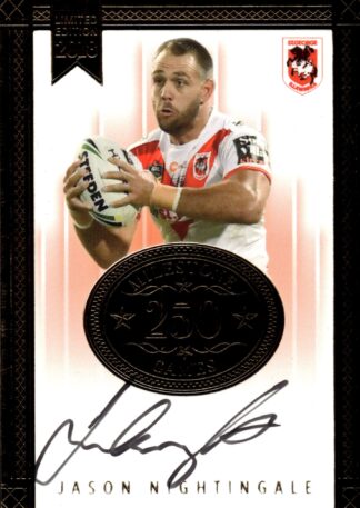 2018 NRL Milestones Card 13 - Jason Nightingale St George Dragons