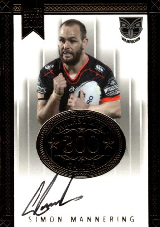 2018 NRL Milestones Card 15 - Simon Mannering Warriors