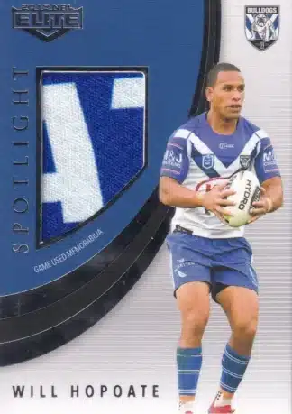 2019 NRL Elite Spotlight Jersey Patch - SLJ1 Will Hopoate Canterbury Bulldogs