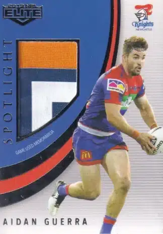 2019 NRL Elite Spotlight Jersey Patch - SLJ4 Aidan Guerra Newcastle Knights