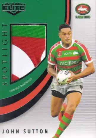 2019 NRL Elite Spotlight Jersey Patch - SLJ5 John Sutton South Sydney Rabbitohs