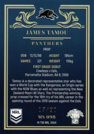 2019 NRL Elite Sapphire Mojo - MS098 James Tamou Penrith Panthers