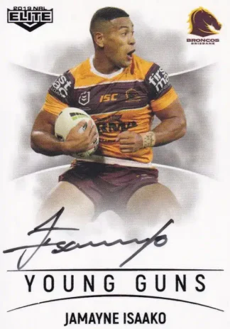 2019 NRL Elite Young Guns Signature - YG01 Jamayne Isaako Brisbane Broncos