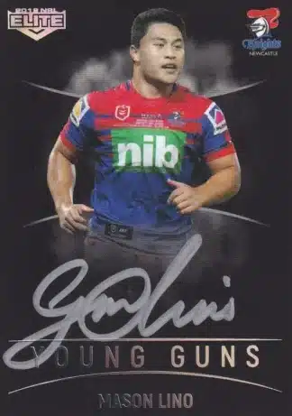 2019 NRL Elite Young Guns Black Signature - YGB08 Mason Lino Newcastle Knights