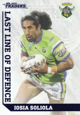 2019 NRL Traders Last Line Of Defence - LD04 Iosia Soliola Canberra Raiders