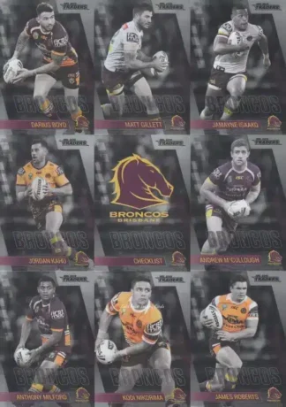 2019 NRL Traders Platinum Parallel Team Set - Brisbane Broncos