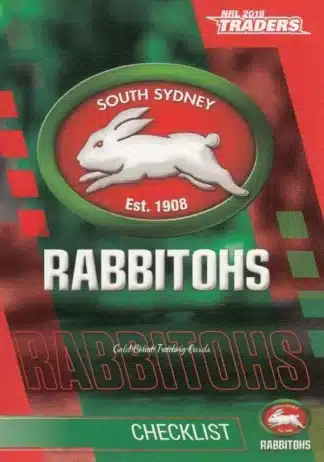 2019 NRL Traders Common Card - Base 111 Checklist South Sydney Rabbitohs