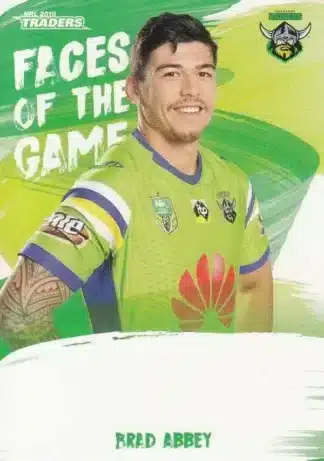 2019 NRL Traders Faces Of The Game - FG05 Brad Abbey Canberra Raiders