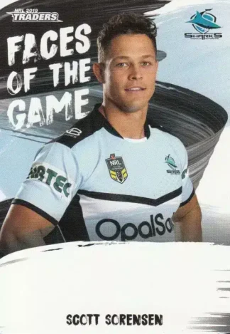 2019 NRL Traders Faces Of The Game - FG15 Scott Sorensen Cronulla Sharks