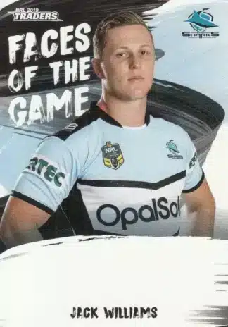 2019 NRL Traders Faces Of The Game - FG16 Jack Williams Cronulla Sharks