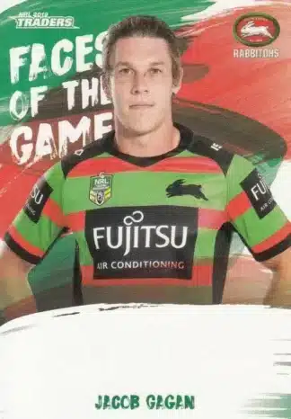 2019 NRL Traders Faces Of The Game - FG46 Jacob Gagan South Sydney Rabbitohs