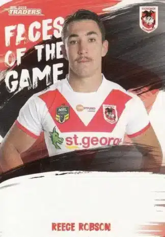 2019 NRL Traders Faces Of The Game - FG52 Reece Robson St George Dragons