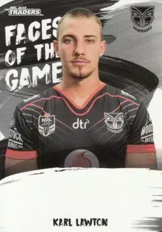 2019 NRL Traders Faces Of The Game - FG57 Karl Lawton Warriors