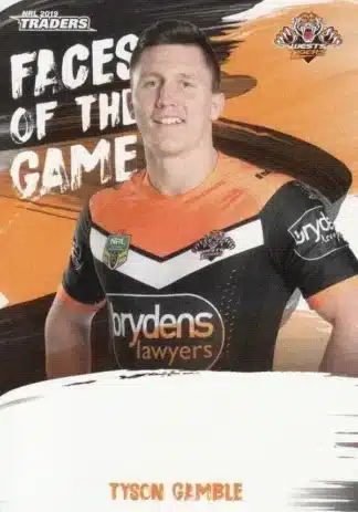 2019 NRL Traders Faces Of The Game - FG62 Tyson Gamble Wests Tigers