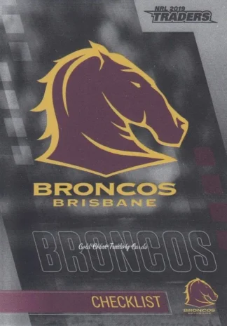 2019 NRL Traders Platinum Parallels - PS001 Checklist Brisbane Broncos