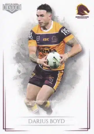 2019 NRL Elite Common Card - Base 002 Darius Boyd Brisbane Broncos