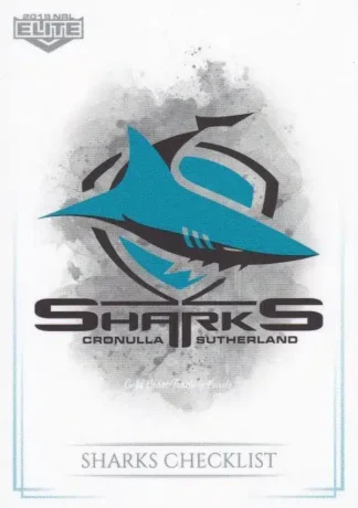 2019 NRL Elite Common Card - Base 028 Logo Checklist Cronulla Sharks