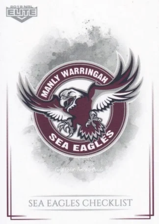 2019 NRL Elite Common Card - Base 046 Logo Checklist Manly Sea Eagles