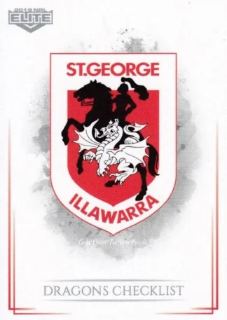 2019 NRL Elite Common Card - Base 109 Logo Checklist St George Dragons