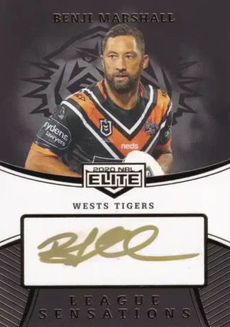 2020 NRL Elite League Sensations Signature Black - LSB16 Benji Marshall Wests Tigers