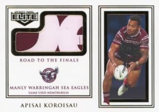 2020 NRL Elite Road To Finals Patch - RFJ05 Apisai Koroisau Manly Sea Eagles