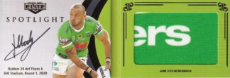 2020 NRL Elite Spotlight Jersey Patch Signature - SLS01 Josh Hodgson Canberra Raiders