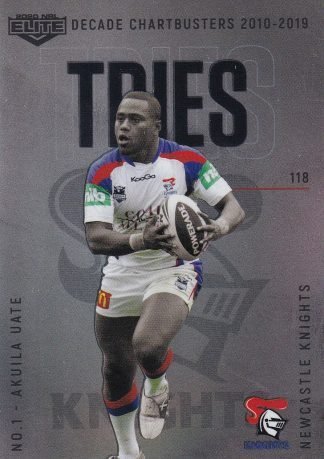 2020 NRL Elite Decade Chartbusters - DC01 Akuila Uate Newcastle Knights