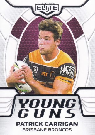 2020 NRL Elite Young Guns White - YG01 Patrick Carrigan Brisbane Broncos