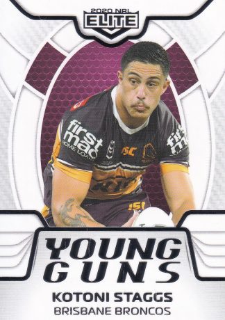 2020 NRL Elite Young Guns White - YG02 Kotoni Staggs Brisbane Broncos